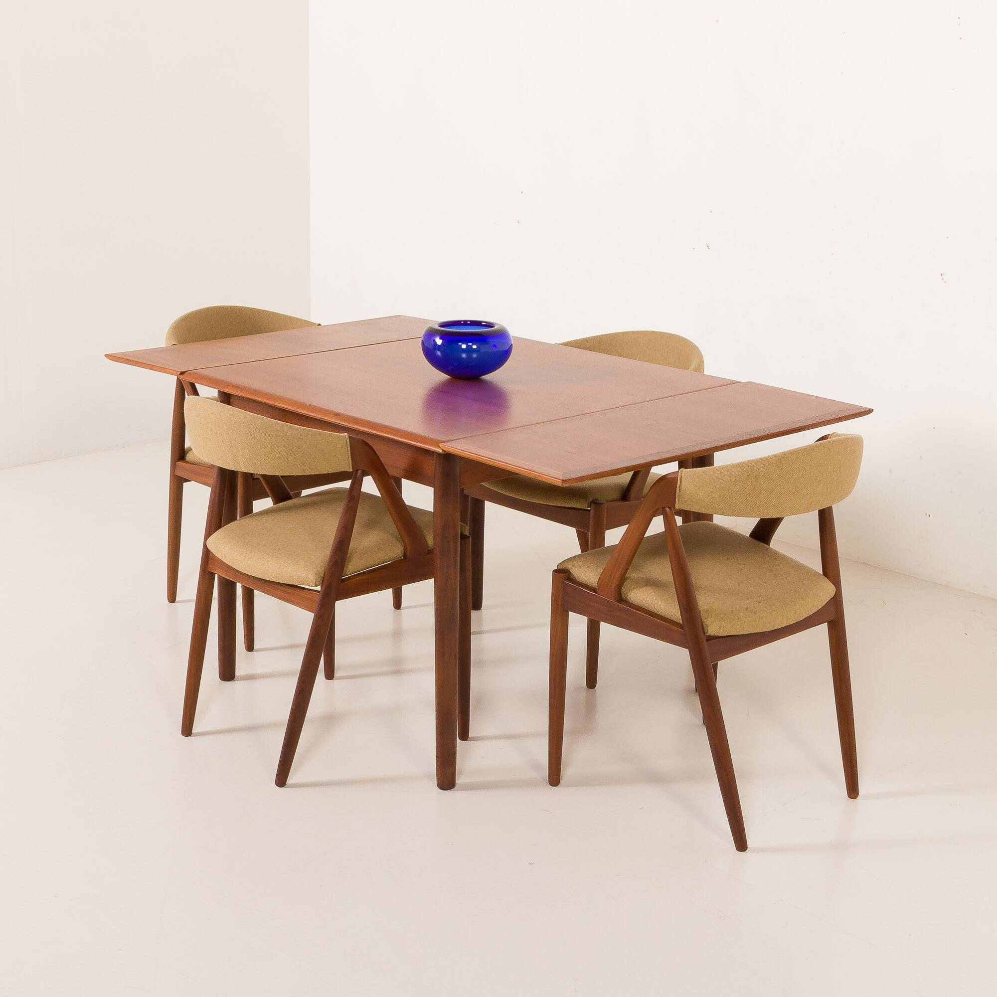 Small Danish square teak dining table with extensions, 1960s