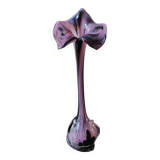 Elegant Large vase, Murano/Italy. Floral/Calla shape collar. Decorated with scrolls/lilac/plum waves. High 43 cm