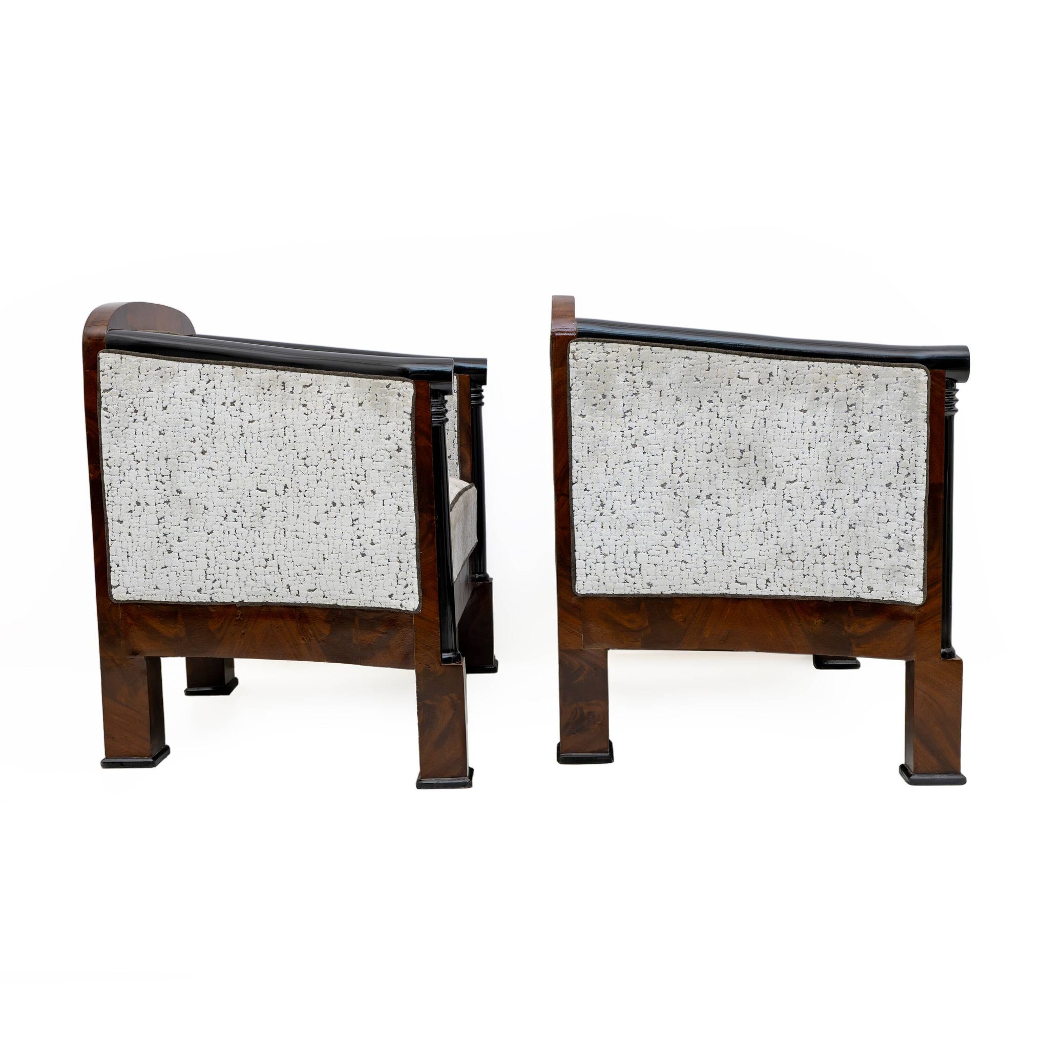 19th Century Biedermeier Mahogany Feather Two Armchairs and Sofa, Vienna