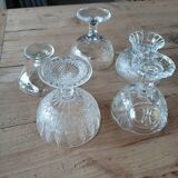 5 coupes anciennes en verre transparent