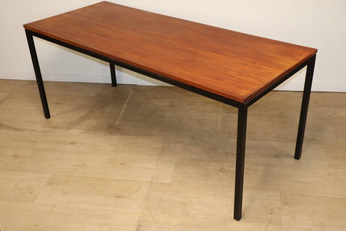 Vintage Danish teak and black lacquered metal table, 1950s