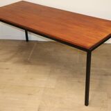 Vintage Danish teak and black lacquered metal table, 1950s