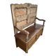 Bench / antique oak chest, closed Breton bed panels - North Finistère