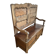 Bench / antique oak chest, closed Breton bed panels - North Finistère