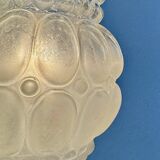 Pair of vintage chrome metal and bubble glass wall lights, France, 1950.