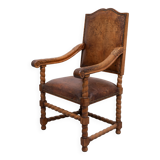 Dutch 19th Century Oak Baroque open Arm Chair