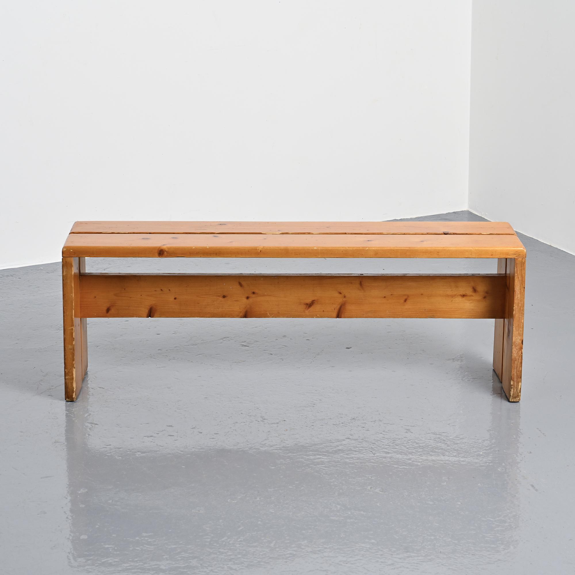 Solid pine bench, Les Arcs, circa 1973