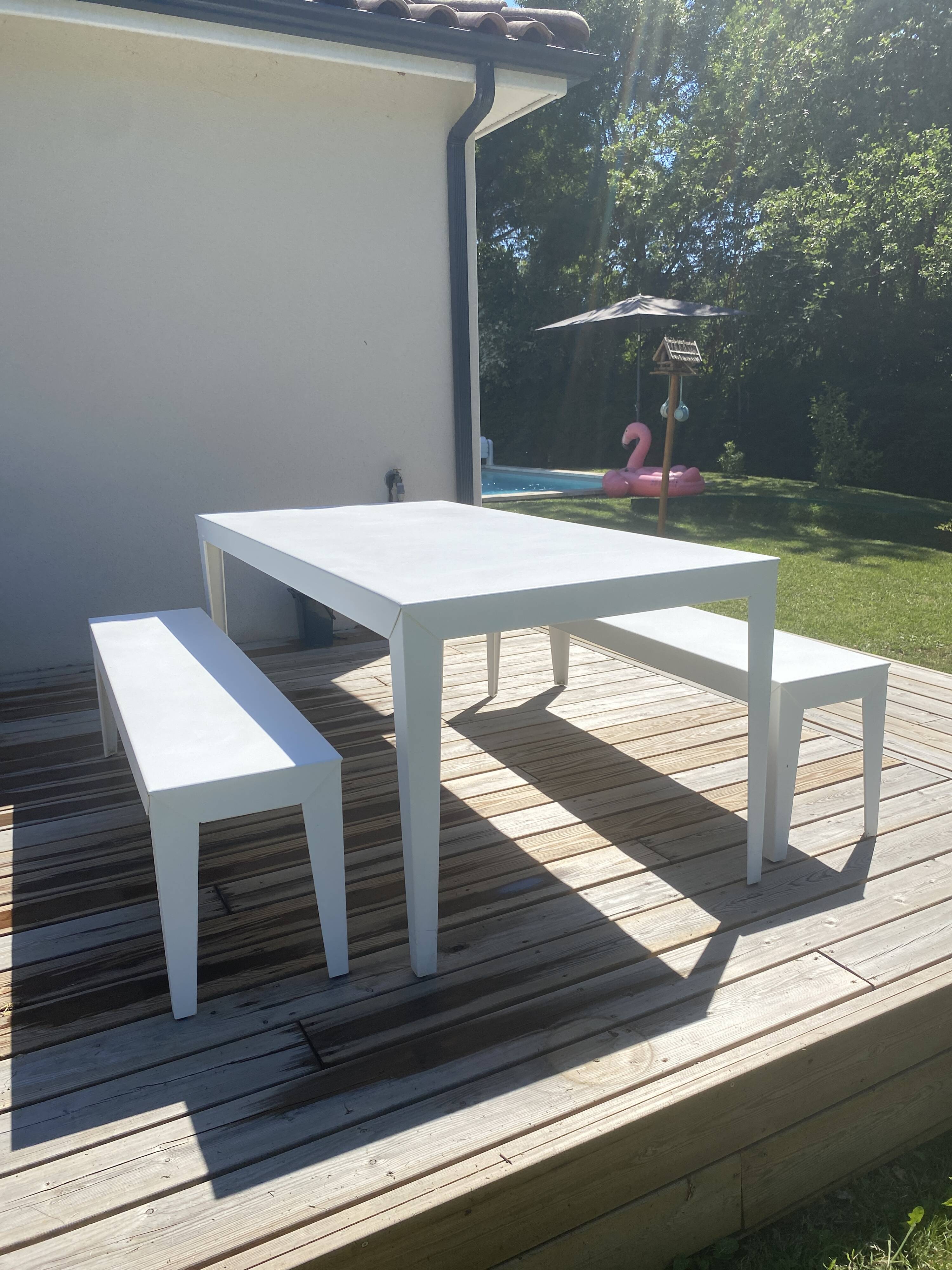Garden set ZEF by Matière Grise (Table + 2 Benches) – Aluminium