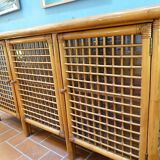 Sideboard in rattan and glass 1970
