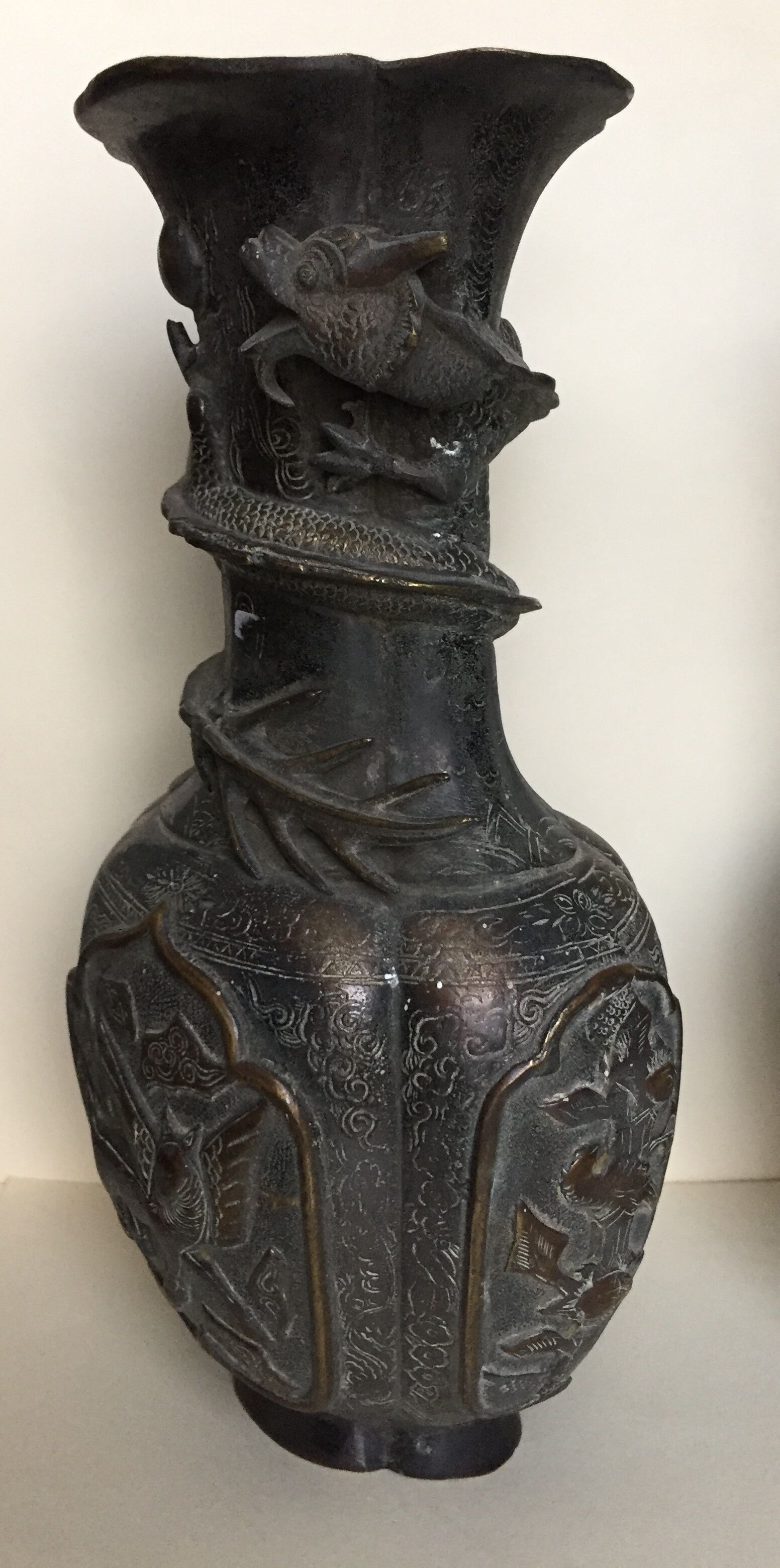 Pair of large bronze vases