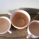 A set of 3 pink earthenware cups from Digoin Sarreguemines.