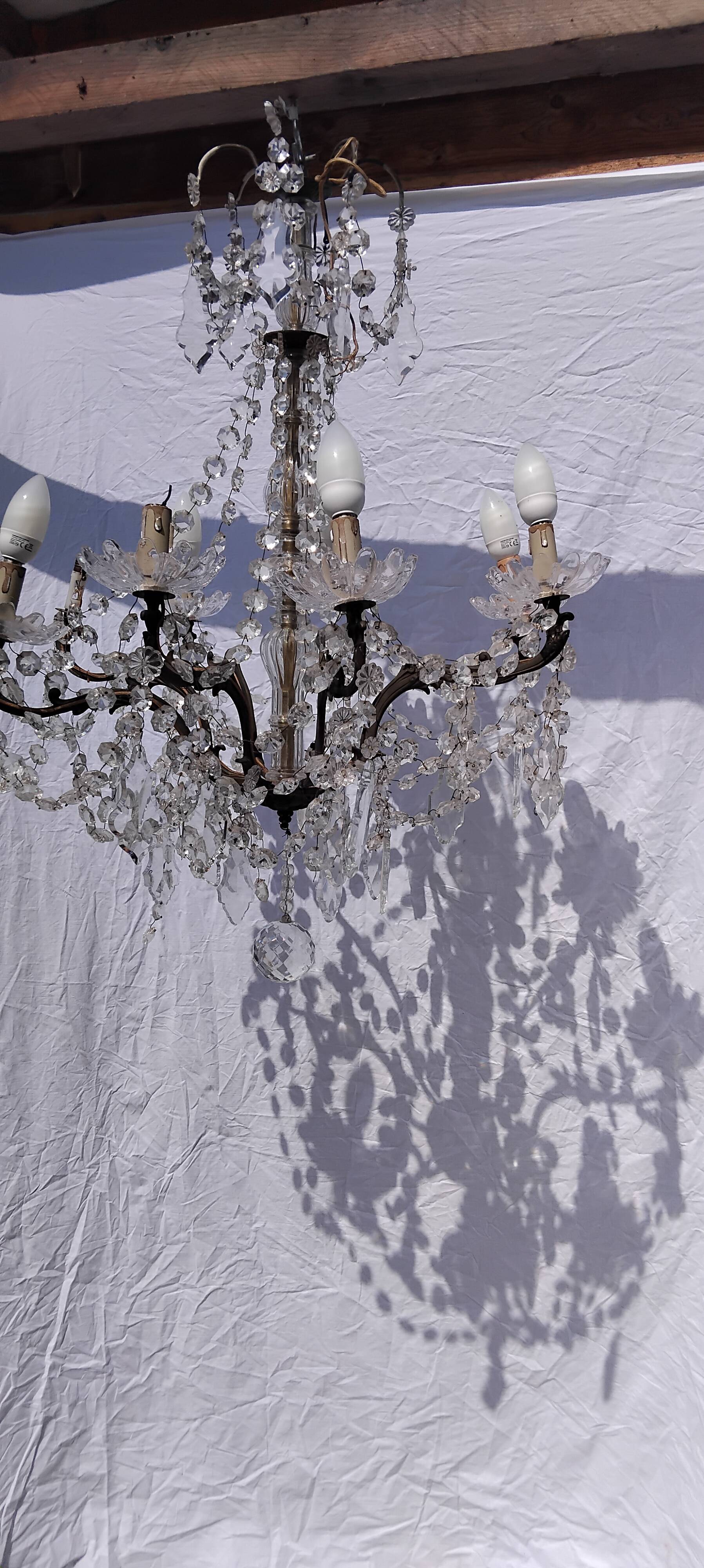 4 vintage crystal chandelier pendants