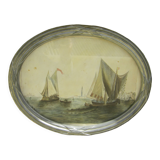 Aquarelle ancienne décoration marine