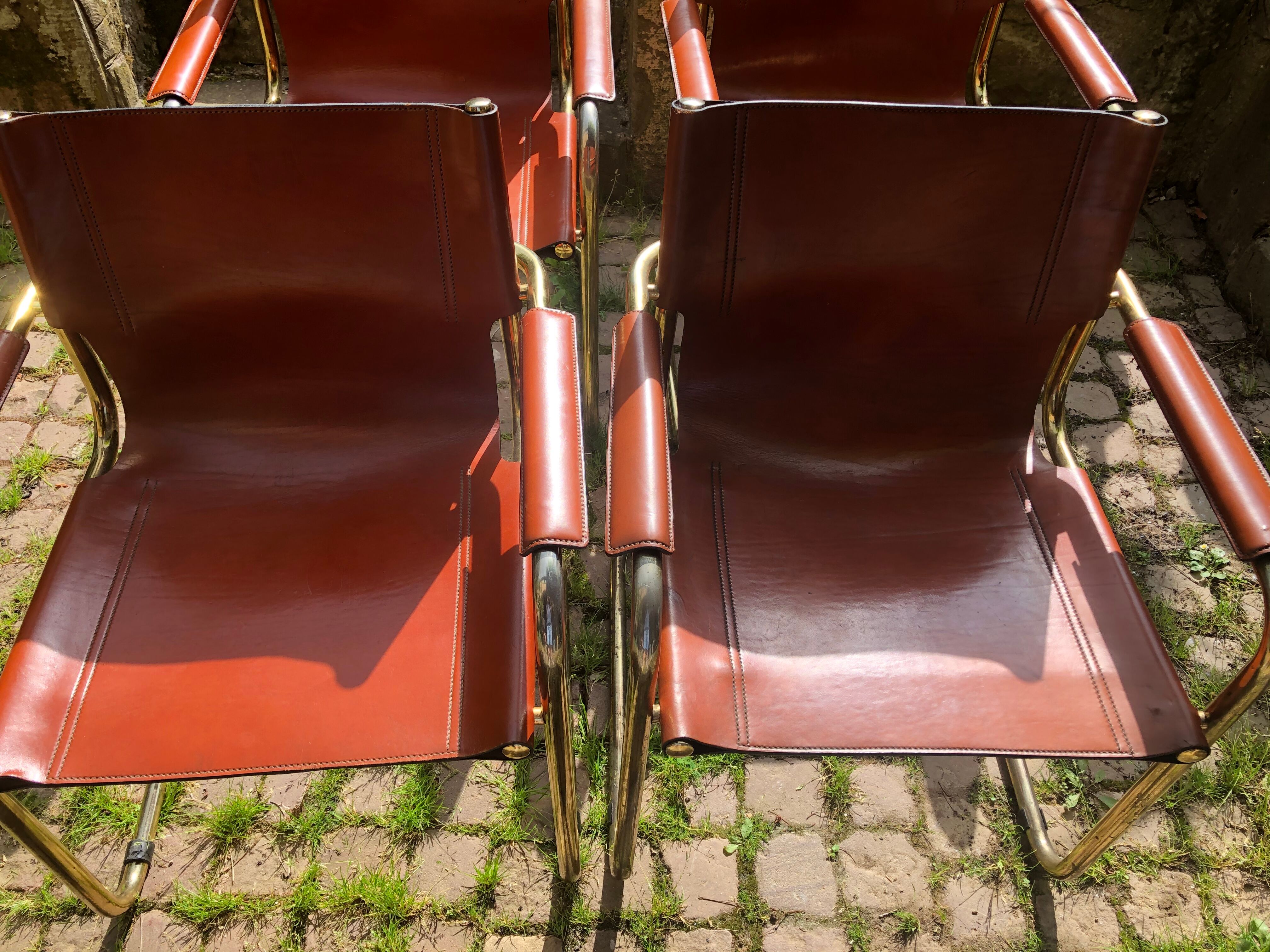 Pair of Cantilever armchairs tawny leather circa 1970