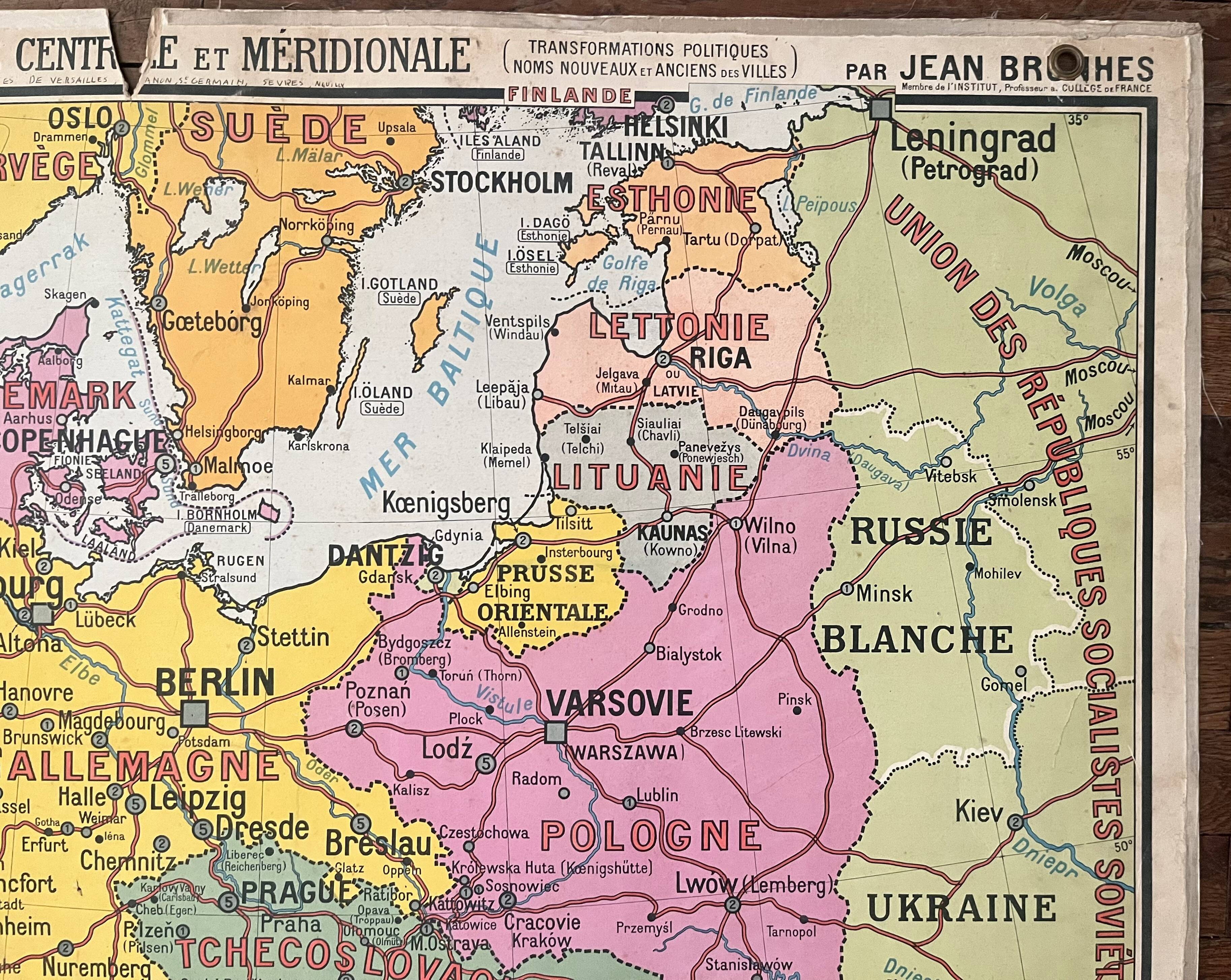 Old school map Hatier Brunhes 1, 1930 - Central Europe