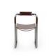 Armchair, old silver steel and dark brown leather, contemporary style.