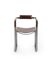 Armchair, old silver steel and dark brown leather, contemporary style.