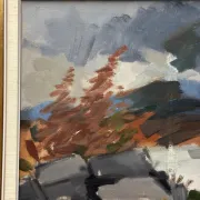 Original Swedish Oil on Canvas – “Landscape” by Ivar Hjertqvist – Vintage & Framed 74 × 65 cm (29" × 25.5")