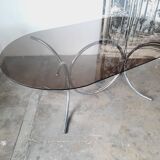 Large chrome and smoked glass table from the 70s