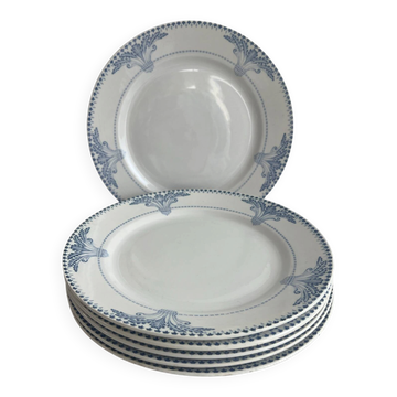 Set of 6 flat plates Windsor Service Creil and Montereau 24.5cm
