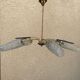 Brass and moulded glass chandelier, Bakelite arrow, 1950s, 5 lamps.