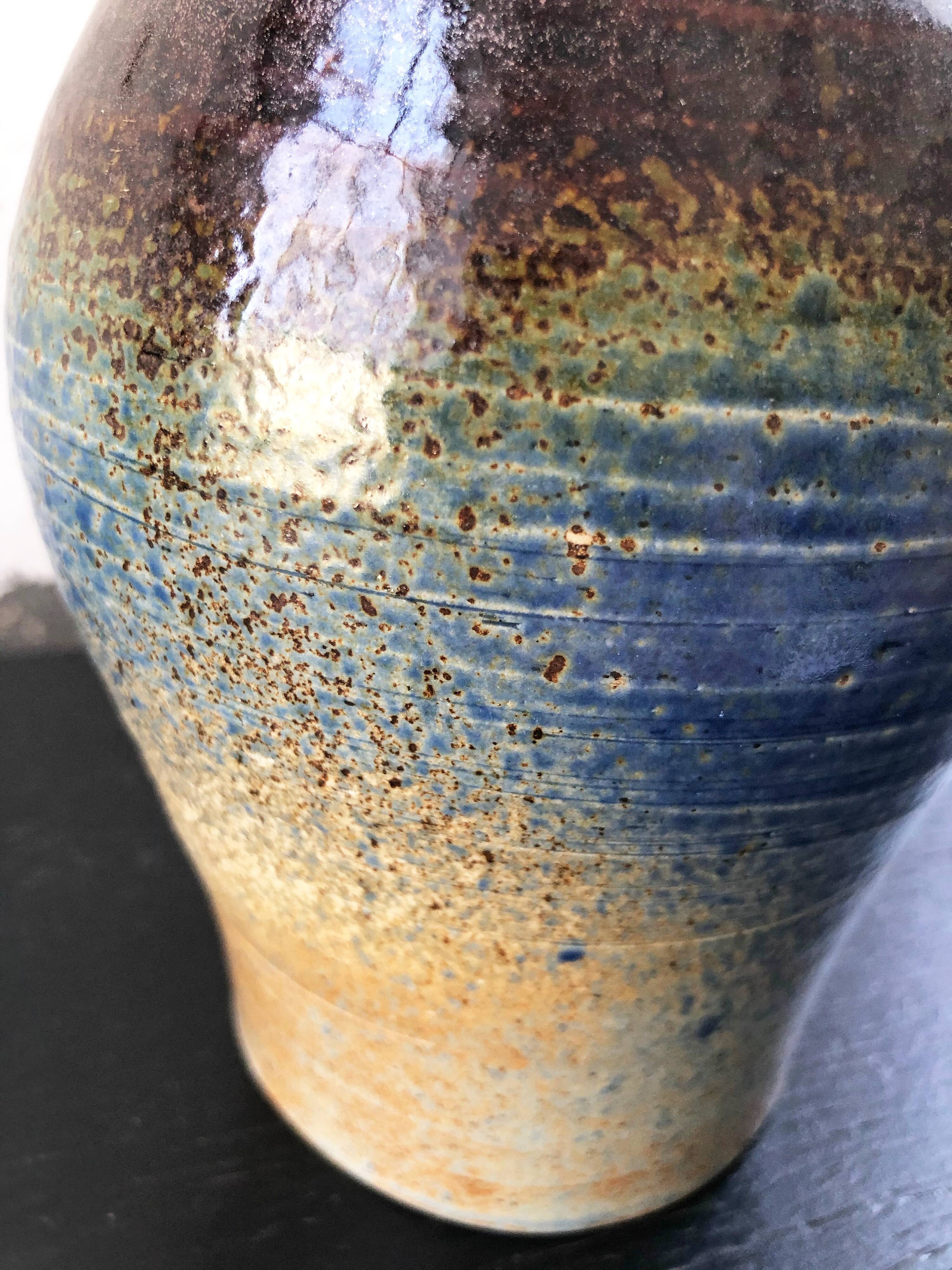 Blue-brown ceramic vase