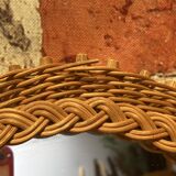 Round wicker mirror