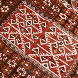 6x14 Kilim Warm Earthy Tons Long Wide Handmade Kilim Rug, 183x416 Cm