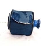 set of 2 blue handmade ceramics/small vase + plate