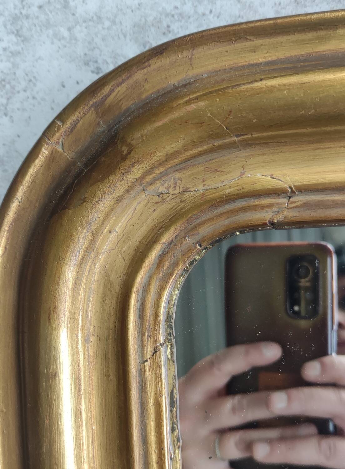 Antique small golden mirror louis philippe