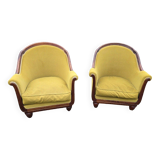 art deco style armchairs in mahogany (pair)