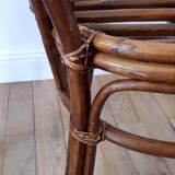 Set of 4 rattan / bamboo chairs and canning with cushions 50-60s