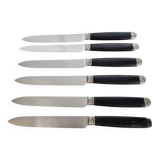 Silver and ebony table knives, stainless steel blade, late 19th century.