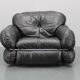 1970 Kurt Hvitsjö Rare “Hannibal” Black Leather Armchair For Isku, Finland