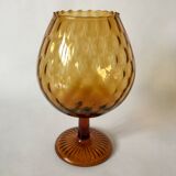 Pair of faceted amber glass vases from the 70s