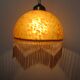 Victorian pendant light in marbled glass, beaded fringes and brass