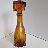 Vintage Amber Glass Dachshund Dog Shaped Bottle