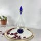 Art Deco glass carafe with glass stopper and blue base 0.7 l