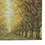 Large Vintage Painting on Canvas Perspective Trees Signed