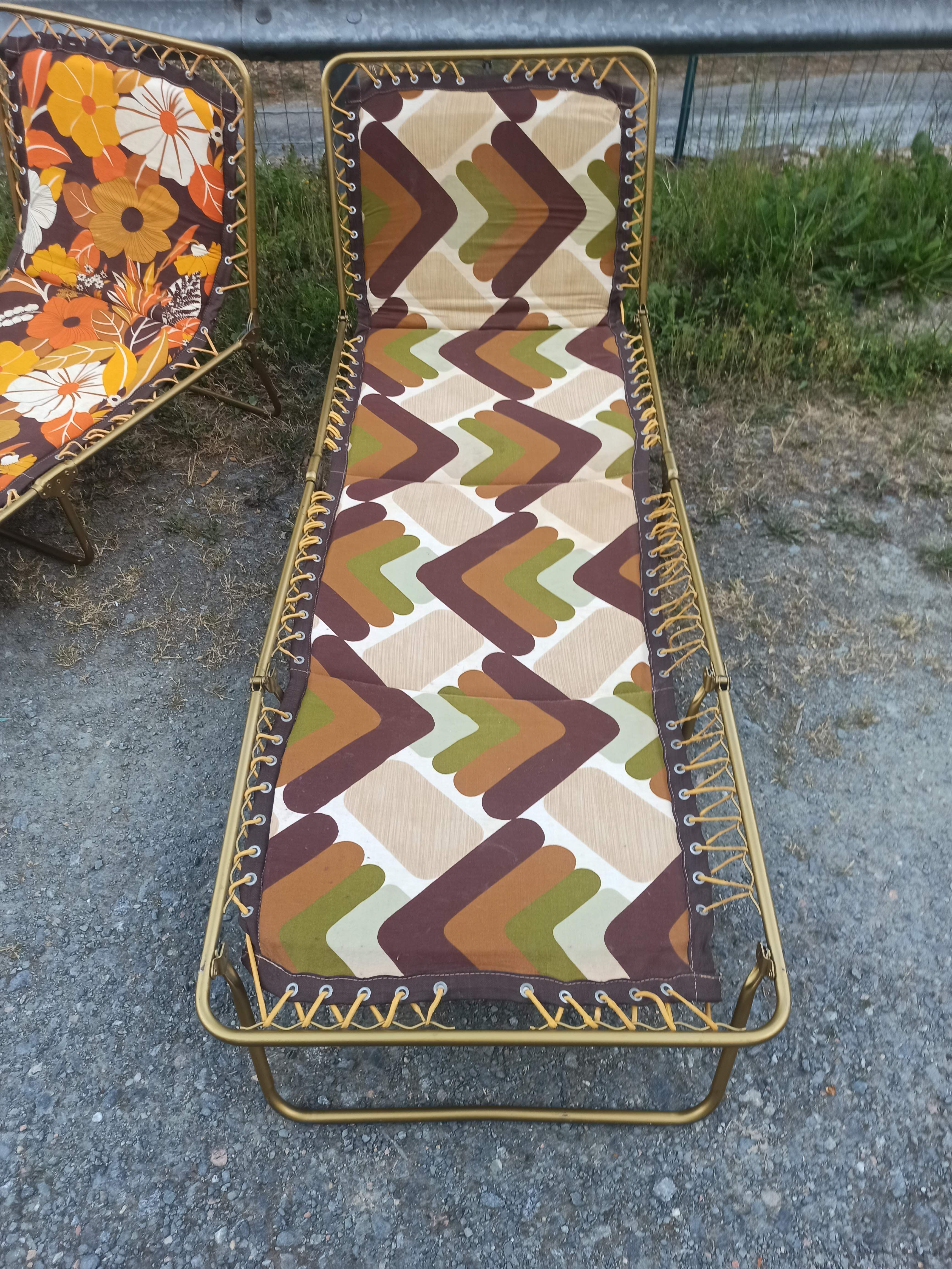 Set 2 sunbathes Lafuma vintage folding sun loungers