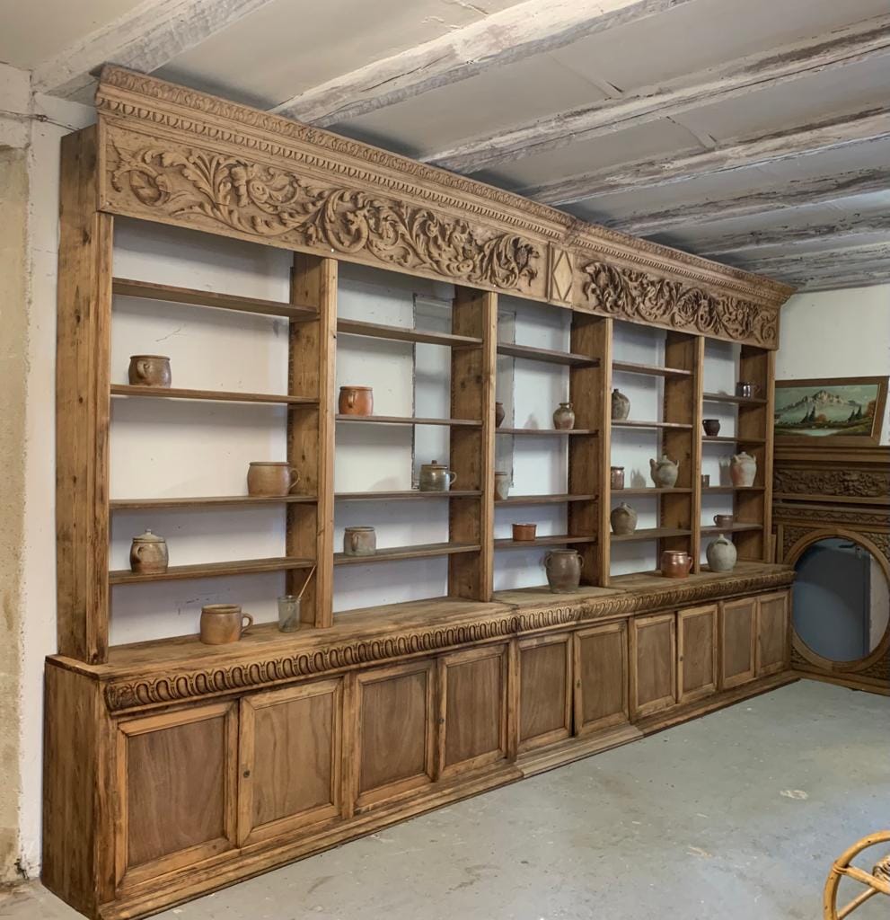 Large natural wood bookcase late nineteenth