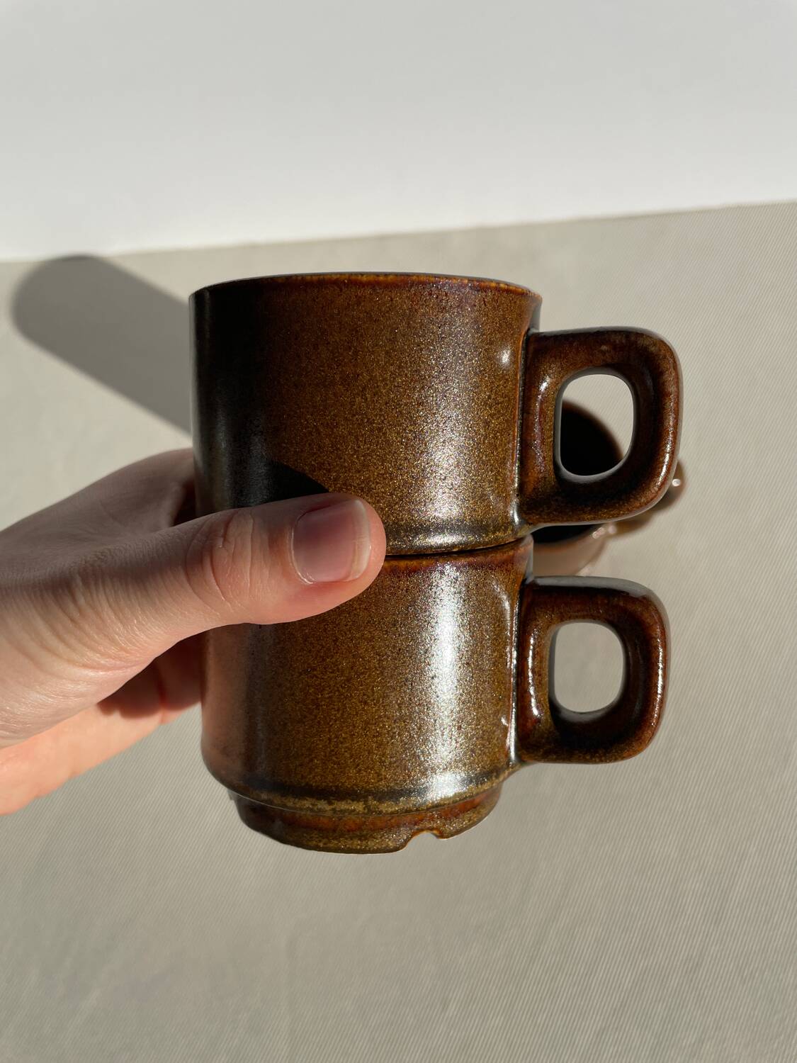 Stoneware coffee mugs