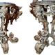 Italian Sculptural Silver Mecca Gilding Console Tables, Set of 2