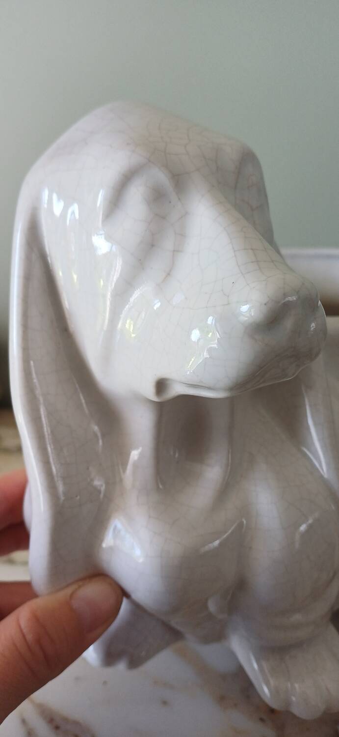 Cracked glazed faience in a zoomorphic design