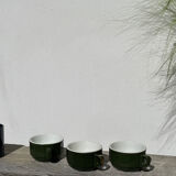 3 dark green bistro tea cups from Caen