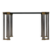 Table basse vintage en bronze et verre par Peter Ghyczy, Allemagne, années 1970.