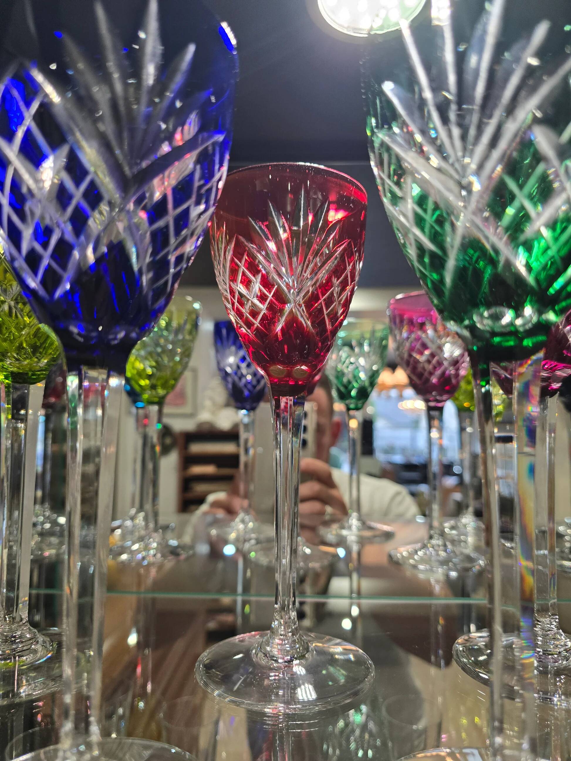 12 coloured cups / glasses Saint-Louis model Chantilly