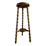 High stool in beaded wood - spool legs