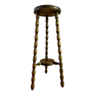Tabouret haut en bois perlés - pieds bobines