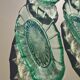 Set of 5 small pressed green glass dishes - Art Deco style / Wine